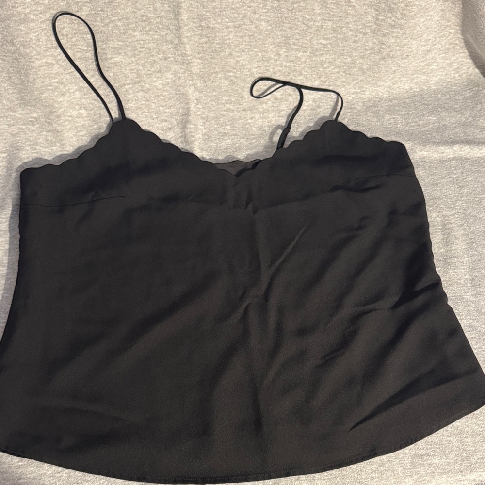 J. Crew Black Scalloped Camisole Top